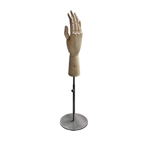 Рука (женская) деревянная шарнирная для перчаток и аксессуаров wooden hand female (right)-1/brushed satin chrome (круг) рис. 1