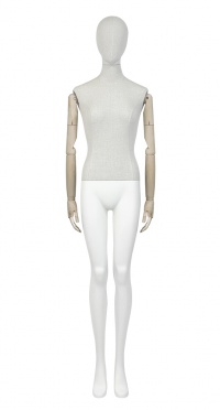 Манекен женский с деревянными шарнирными руками обтянутый тканью  VIN-03F-OVAL-N14-WA (push connector) рис. 1