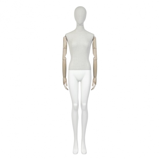 Манекен женский с деревянными шарнирными руками обтянутый тканью  VIN-03F-OVAL-N14-WA (push connector) рис. 1