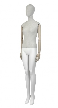 Манекен женский с деревянными шарнирными руками обтянутый тканью  VIN-03F-OVAL-N14-WA (push connector) рис. 1