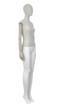 Манекен женский с деревянными шарнирными руками обтянутый тканью  VIN-03F-OVAL-N14-WA (push connector) рис. 1