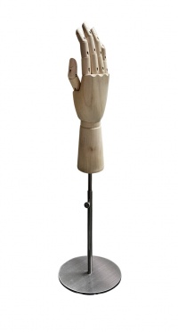 Манекен Рука (женская) деревянная шарнирная для перчаток и аксессуаров wooden hand female (right)-1/brushed satin chrome (круг) рис. 1