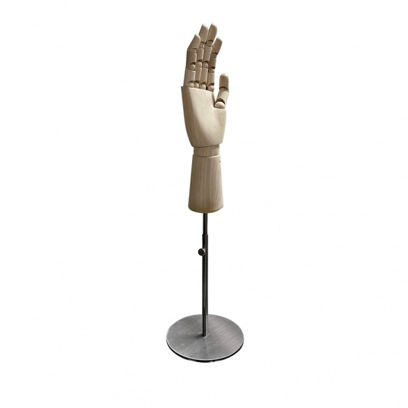 Манекен Рука (женская) деревянная шарнирная для перчаток и аксессуаров wooden hand female (right)-1/brushed satin chrome (круг) рис. 2