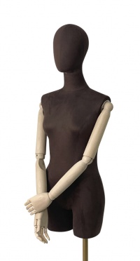 Торс женский с бедрами, деревянные руки, иск. Замша, цвет горький шоколад рис. 1