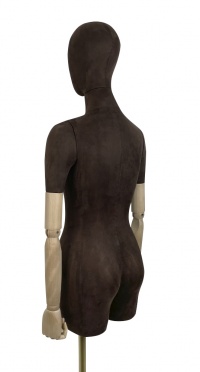 Торс женский с бедрами, деревянные руки с плечами, иск. Замша, цвет горький шоколад рис. 1