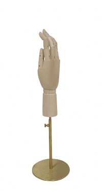 Рука (мужская) деревянная шарнирная для перчаток и аксессуаров Wooden hand male (right)-1/ROUND brushed  golden ST9026 рис. 1