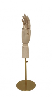 Манекен Рука (женская) деревянная шарнирная для перчаток и аксессуаров Wooden hand female (right)-1/ROUND brushed  golden ST9026 рис. 1