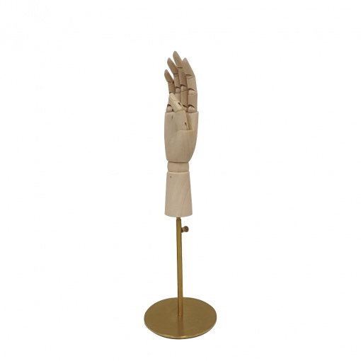 Манекен Рука (женская) деревянная шарнирная для перчаток и аксессуаров Wooden hand female (right)-1/ROUND brushed  golden ST9026 рис. 1