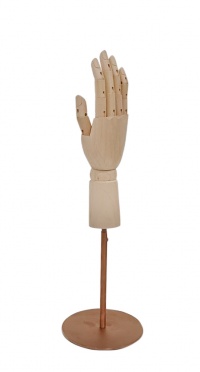 Рука (женская) деревянная шарнирная для перчаток и аксессуаров wooden hand female (right)-1/ ROUND brushed rose golden рис. 1