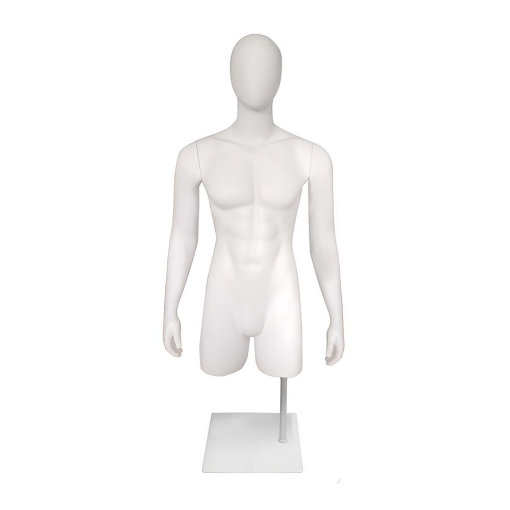 Торс мужской на металлической подставке CASM-A-Long-DROP-matt 9010 Ral with square metal base