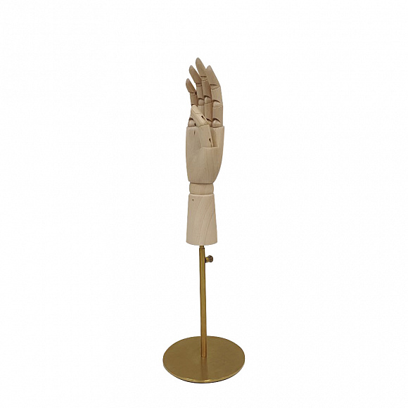 Рука женская деревянная шарнирная Wooden hand female (right)-1/ROUND brushed golden ST9026