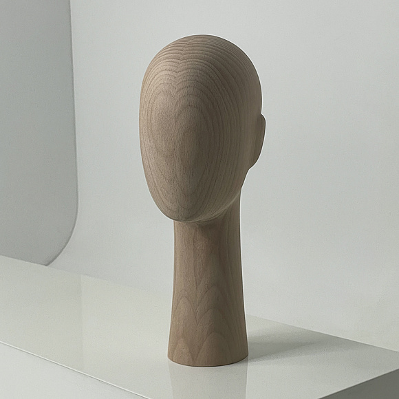 Деревянная голова из массива бука Wooden head-1