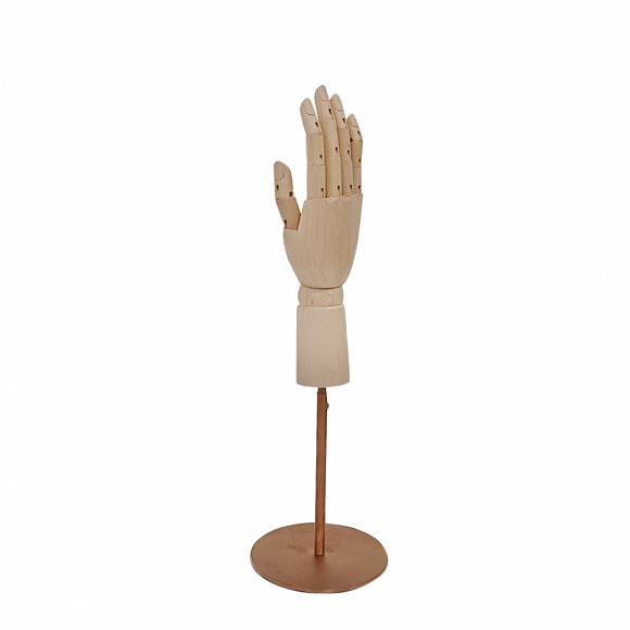 Рука женская деревянная шарнирная wooden hand female (right)-1/ ROUND brushed rose golden