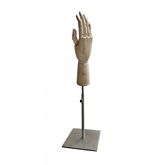 Рука женская деревянная шарнирная wooden hand female (right)-1/brushed satin chrome (квадрат)
