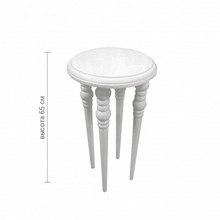 Круглый стол в белом цвете / высота 65 см Tab-2-white glossy