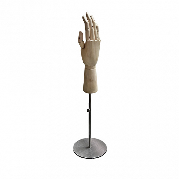 Рука женская деревянная шарнирная wooden hand female (right)-1/brushed satin chrome (круг)